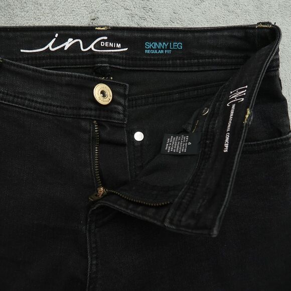 INC International Concepts Jeans Women's 4 Black Low-Rise Skinny 31.5" Inseam - Picture 2 of 16